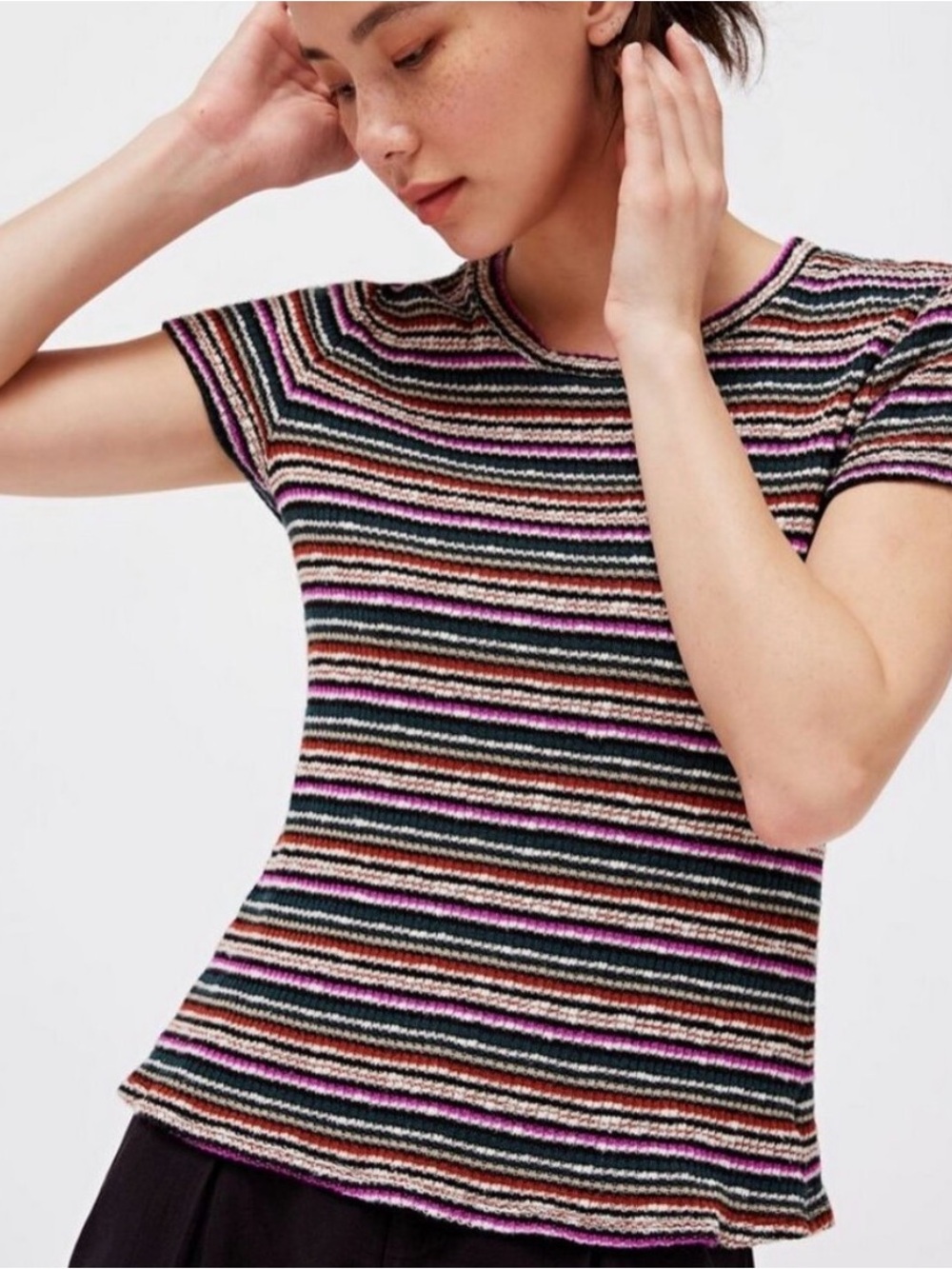 LACAUSA Striped Ribbed Baby Tee